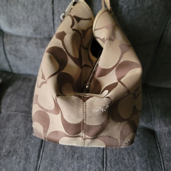 Coach Signature Stripe Framed Kisslock Carryall Y2K F13533 - Picture 6 of 14